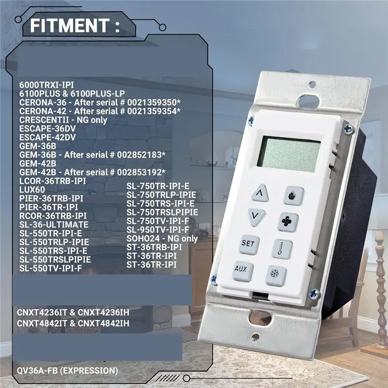 2025 تريند HTI-12-007 مجموعة التحكم في الحائط للحرارة N Glo للمواقد الغاز Quadrafire، تدعم لكل من NG وLP Uni #2