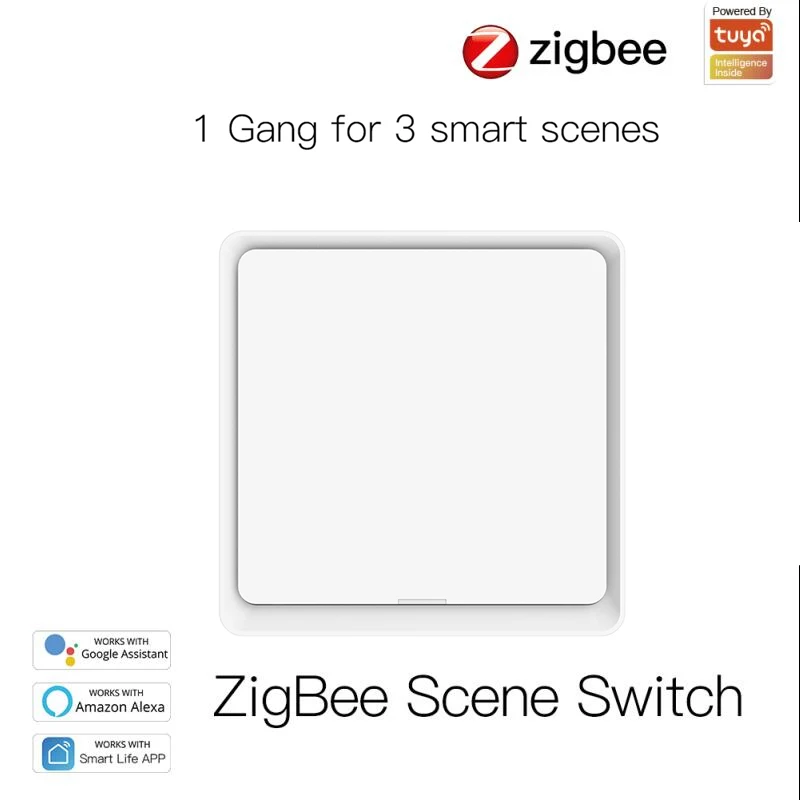 Tuya Smart ZigBee 3.0 Wireless 12 Scene Wall Switch Push Button Controller Paste Type Smart Automation Via Alexa Google Home