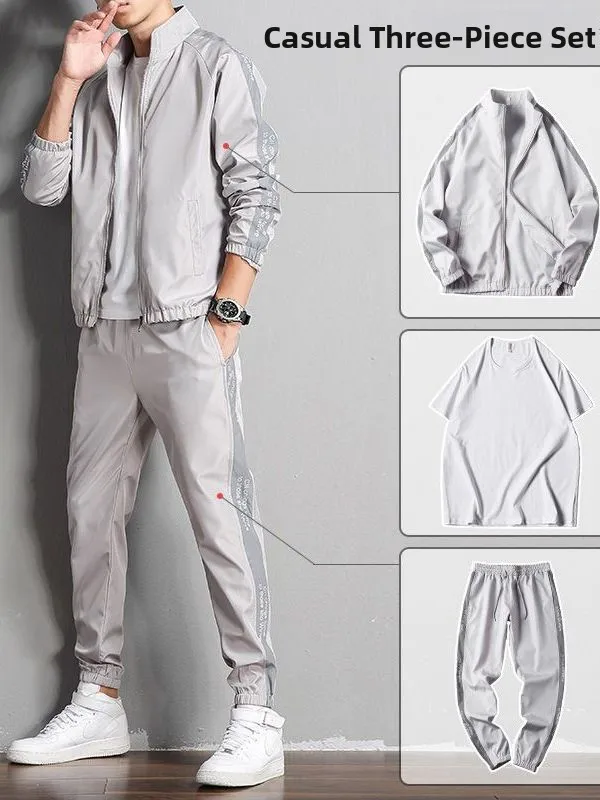 Casual Autumn Winter Set for Men Trendy And Handsome Youth Clothing One Set of Versatile Long Sleeve Polyester Fiber Breathable
