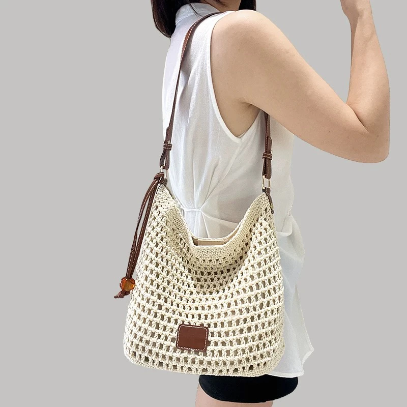 URERL REWNVO 2025 New Women's Beach Woven Tote Bag Large Capaci Single oulder Basket Bag Korean Sle Casual Purse