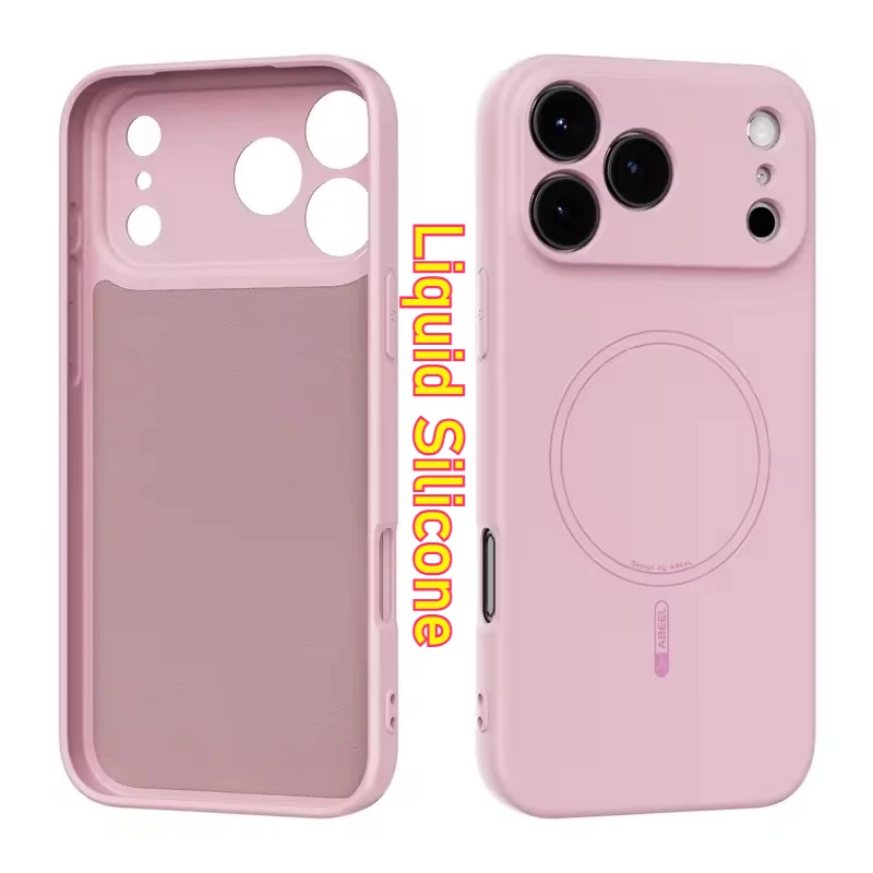 Magnetische weiche flüssige Silikon-Handyhülle für iPhone Air 17, 16, 15, 14, 13, Pro Max, Anti-Drop, kabelloses Laden, Schutzabdeckung