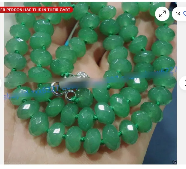 

Natural 5x8mm Faceted Green Jade Rondelle Gemstone Beads 18 inch Necklace