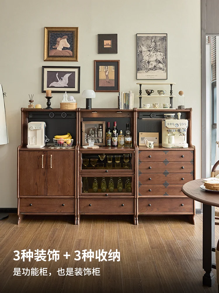 

PYJ French retro solid wood living room sofa storage side cabinet