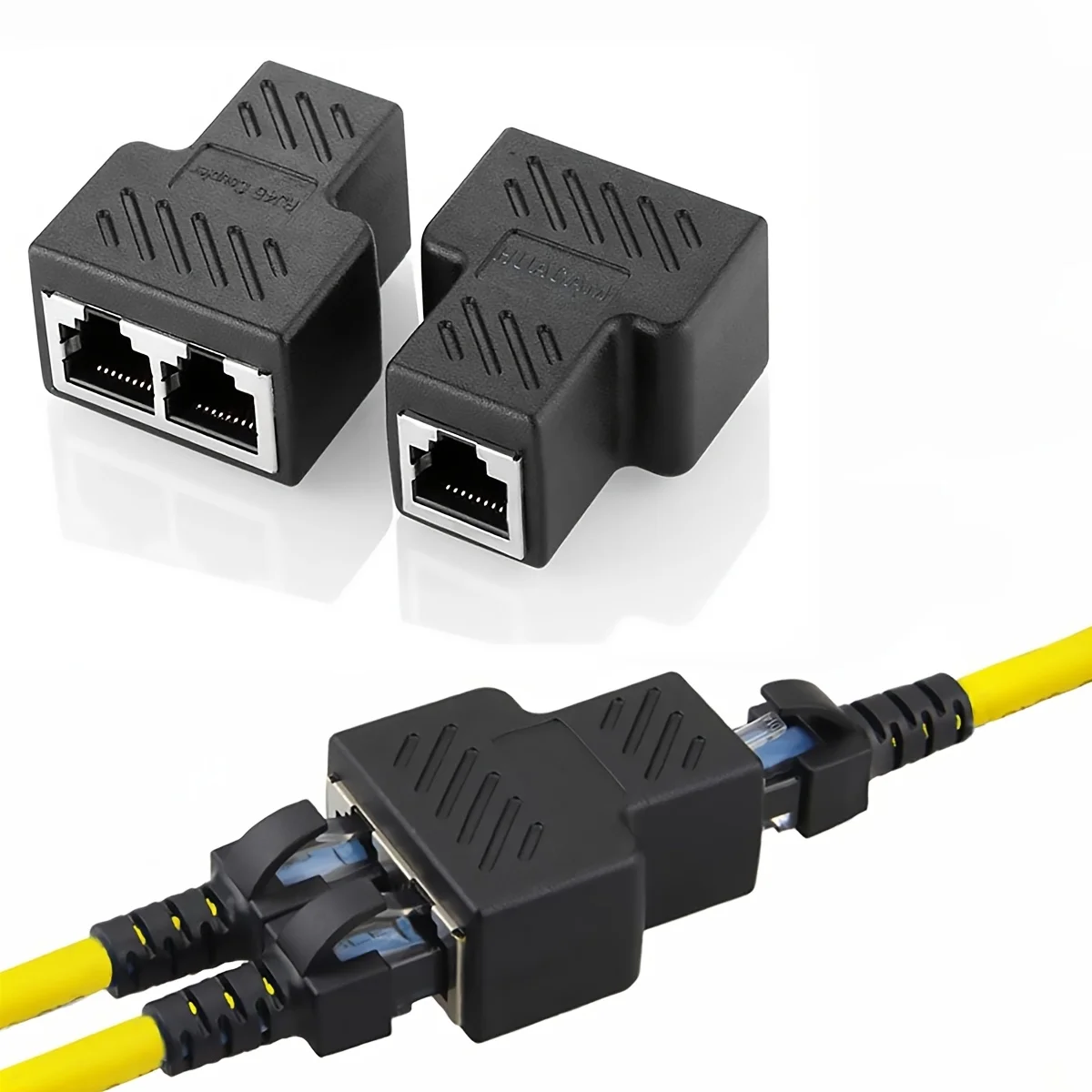 RJ45-Splitter-Adapter, Aoiutrn USB 1 bis 2 Netzwerkanschluss, Dual-LAN-Ethernet-Buchse, 8P8C, Extender-Steckerkabel für Cat5,5e, Cat6,7