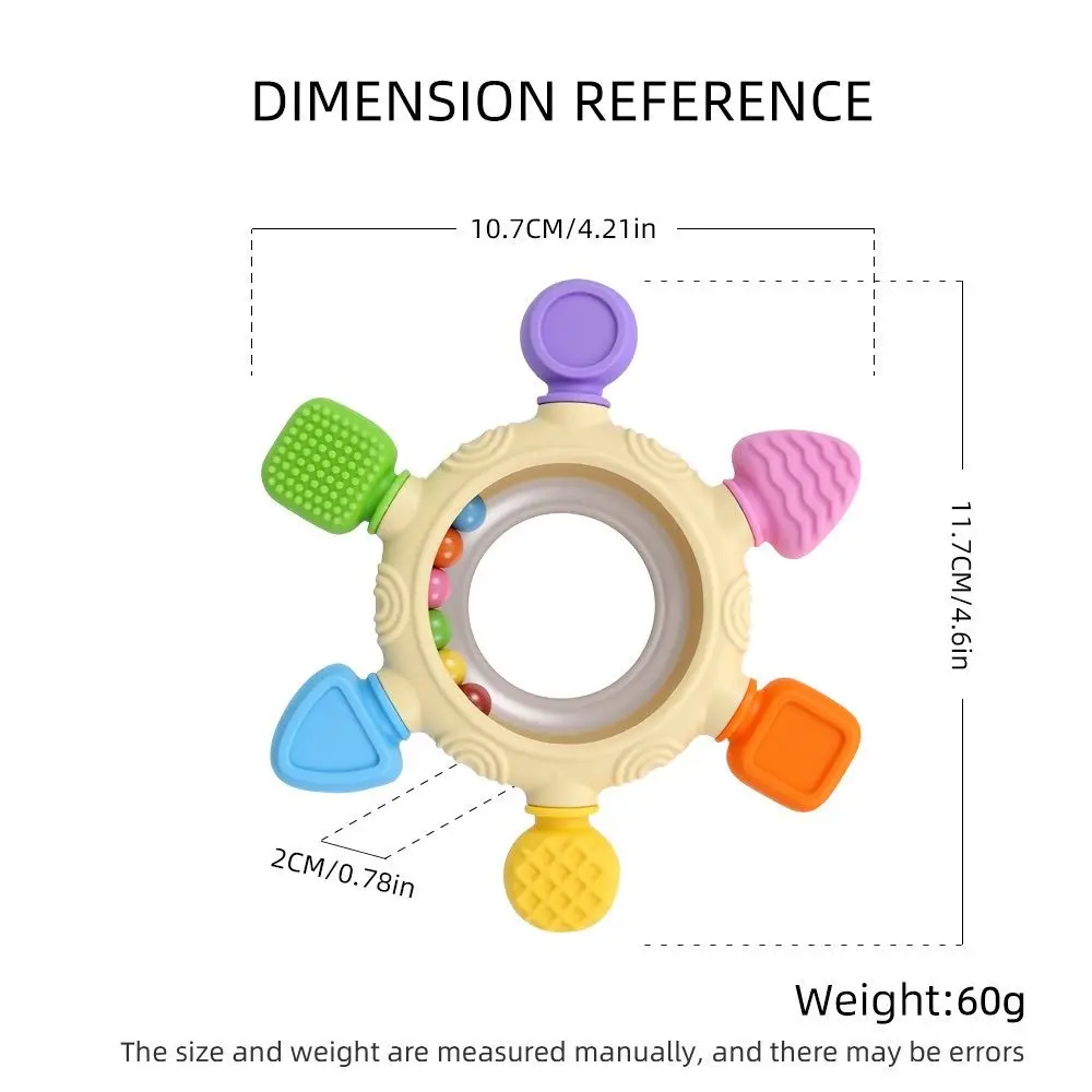 BPA Free Baby Teething Rings Silicone Chew Soothing Baby Rattle Teether Relief Design Soothing Sore Gums Sensory Toys