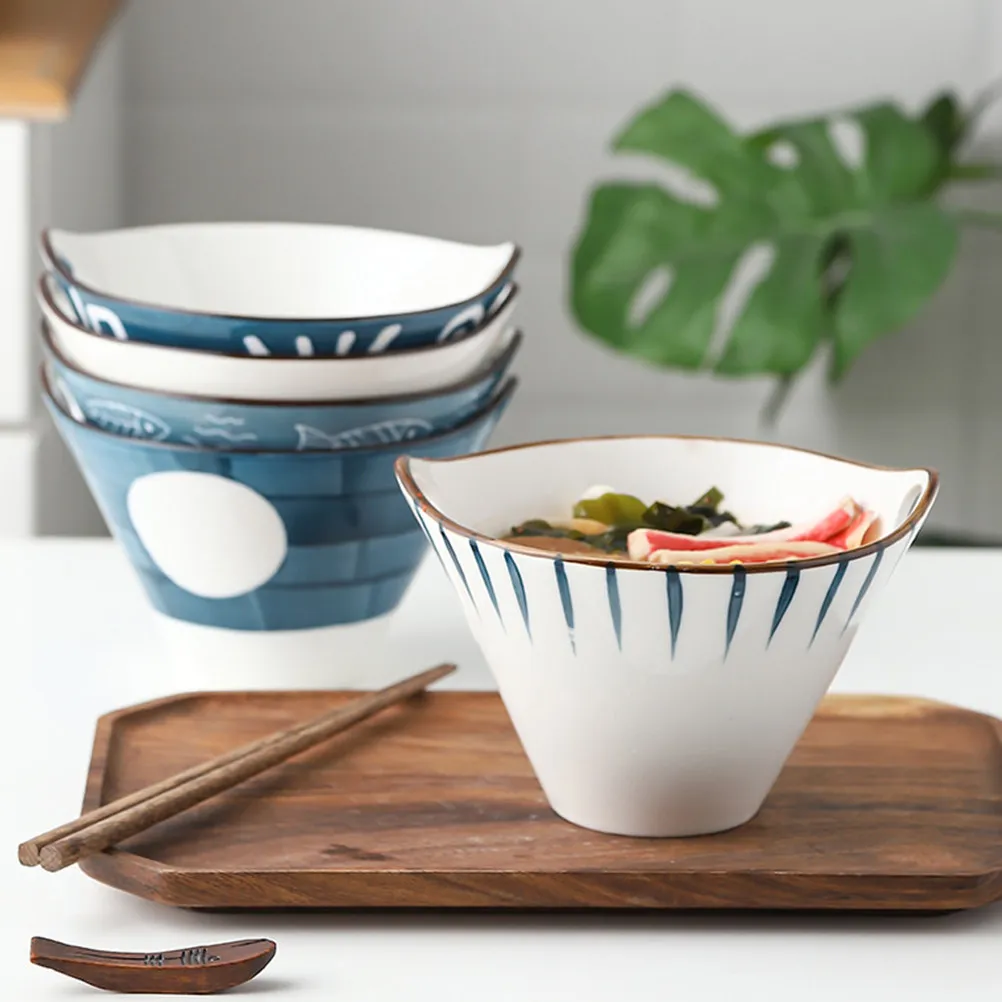 

Ceramic Hand Painted Bowl 640Ml Big Opening Soup Ramen Noodle Salad Household Storage Container Creative Tableware