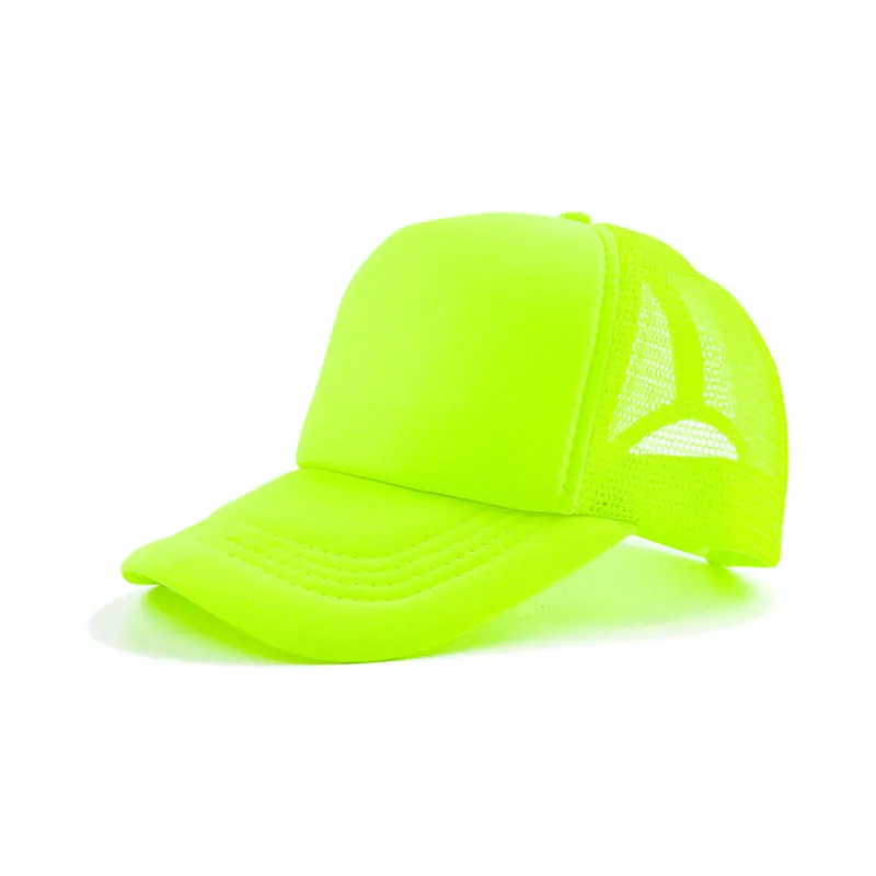 

Plain Blank Neon Trucker Hat 5 Panel Summer Baseball Cap Mesh Back Snapback Adjustable gorra mujer cap for men бейсболка