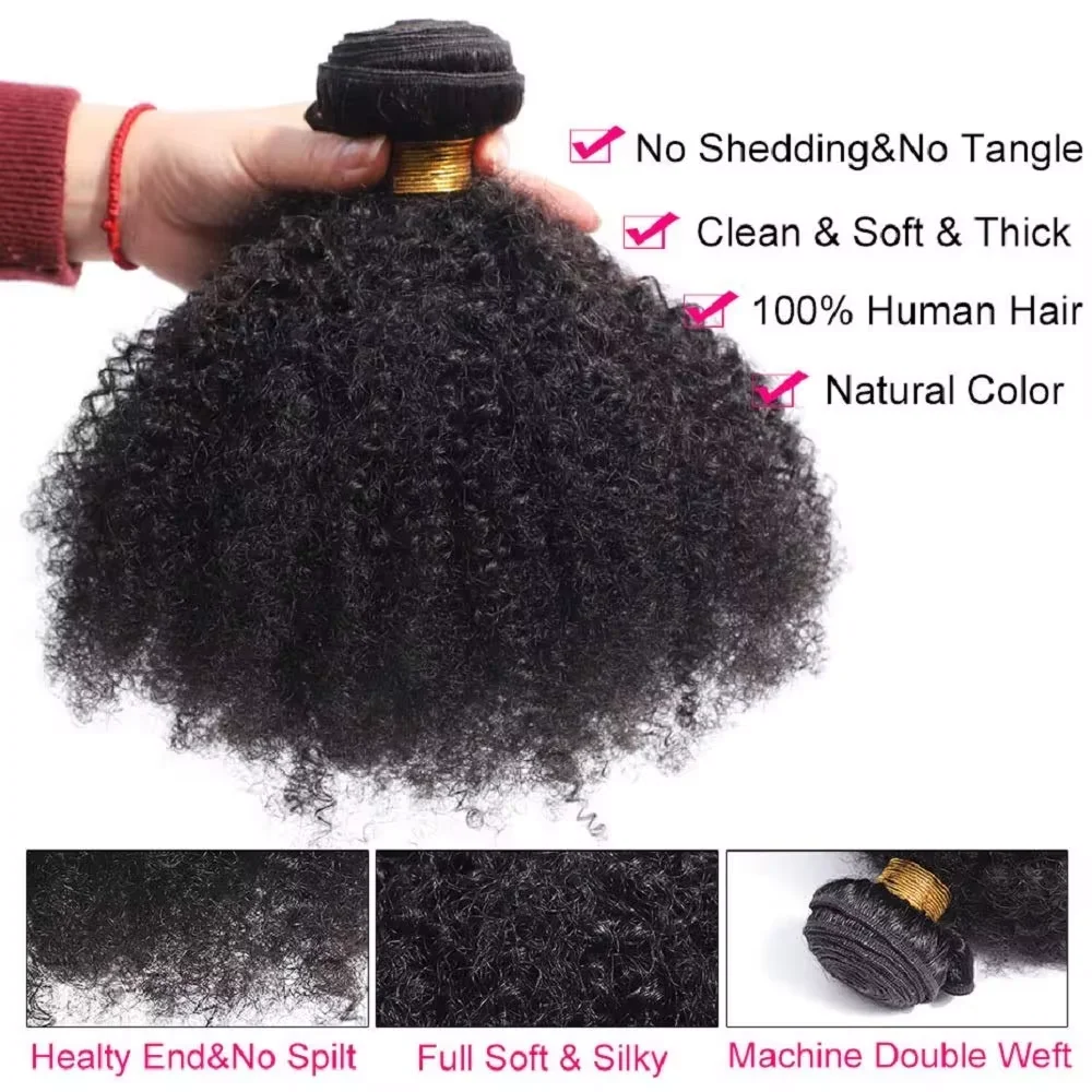 Brazilian Afro Kinky Curly Human Hair Bundles Remy 4b 4c Afro kinky Bulk Human Hair Weave Bundle Deal Hair Extensions 1/2/3 pcs