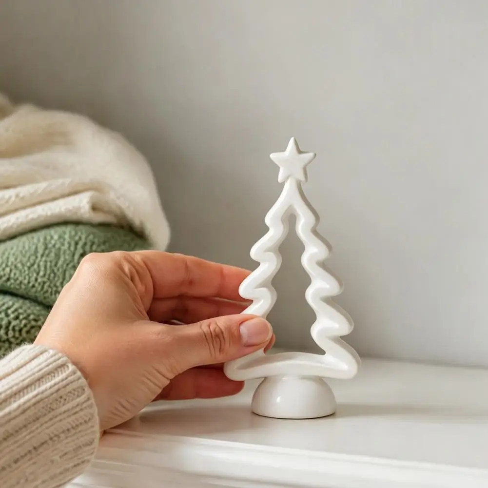 Modern Minimalist Christmas Gift Hollow Christmas Tree Statue 3d Printed Star Topper Ornament Modern Festive Centerpiece Holiday