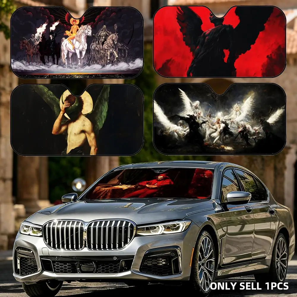Parasol para Parabrisas de Coche con Diseño Barroco Oscuro, Protector Solar para Ventana Delantera, Bloqueador UV, Aislamiento Térmico