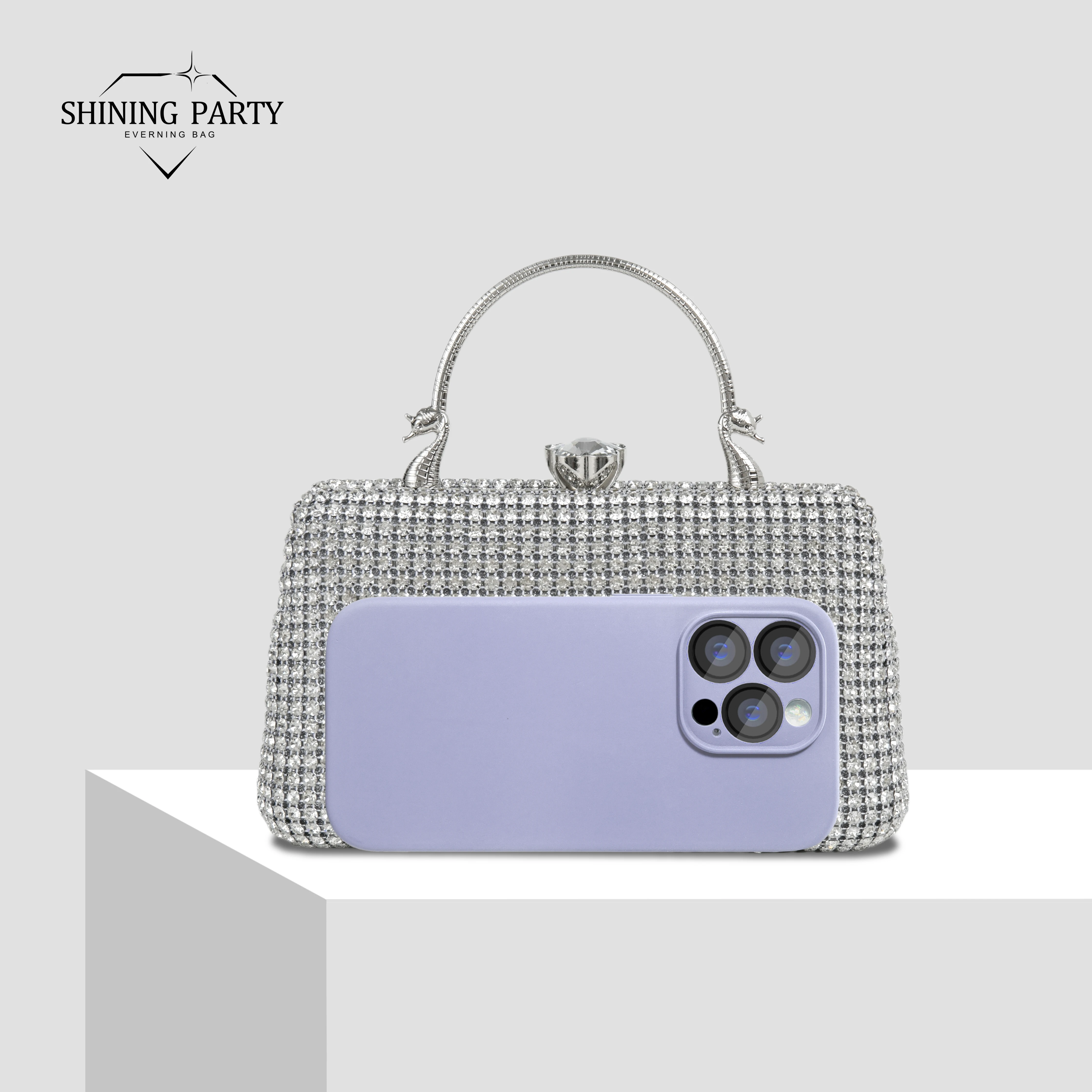 2024 new full diamond shiny bag diamond clutch bag dinner bag wedding bag party bag small square bag women's bag