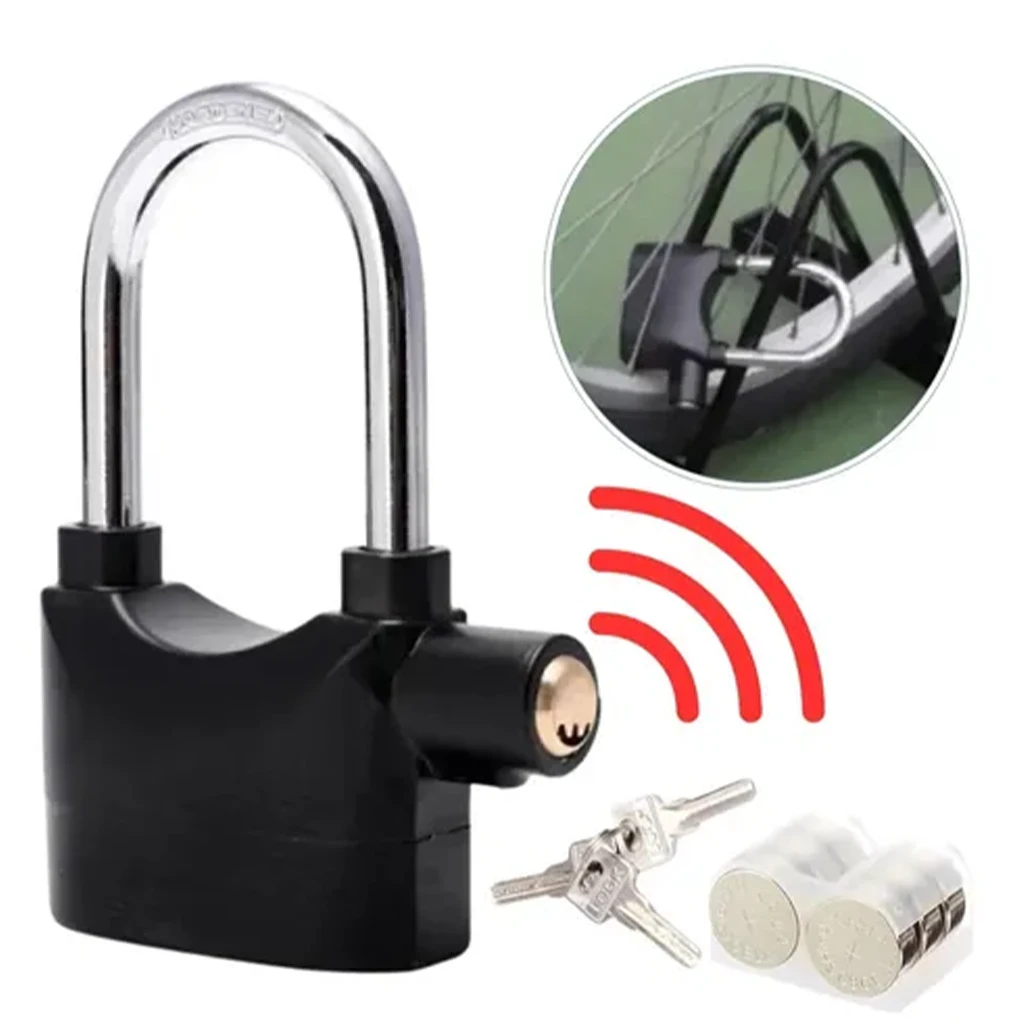 Cadeado de Segurança Portátil com Alarme 110dB Antifurto para Bicicleta, Moto e Bagagem