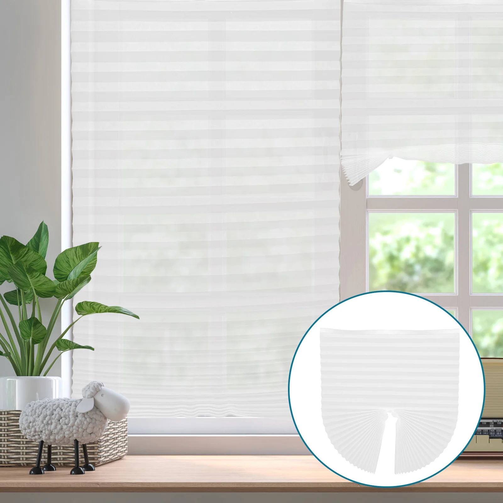 

1 Set Self Adhesive Pleated Curtain Blackout Shade For Window Door Privacy No Drilling Cordless Blinds Home Use Bedroom Bathroom