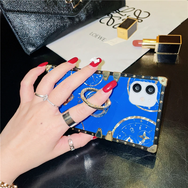 Luxury Diamond Time Pattern Ring Holder Bumper Phone Case For OPPO Realme 9 8 7 6 5 Pro 9I 8I C35 C31 C25 C21 C17 C15 C12 C11 C3