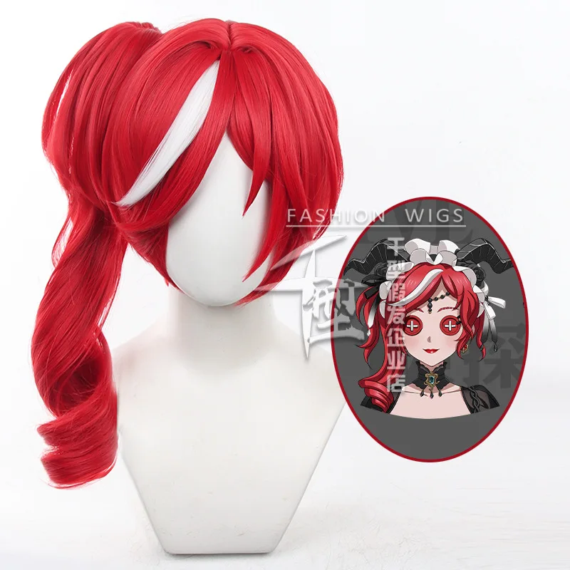 Crimson Cosplay Wigs Game Identity V Crimson Women 50cm Long Red Mixed White Cos Wig Party Heat Resistant