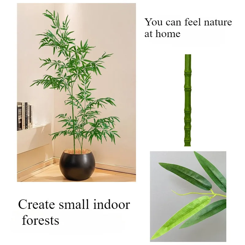 الخيزران الاصطناعي كبير الأخضر الخيزران الطابق بوعاء المنزل 140 سنتيمتر إلى 230 سنتيمتر الخيزران وهمية النباتات الخضراء فندق حديقة غرفة الديكور