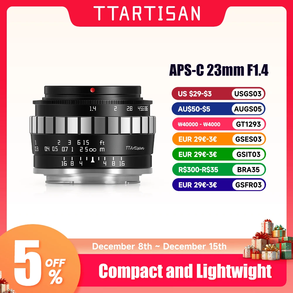 TTArtisan 23mm F 1,4 Manueller Fokus Kamera Objektiv für Sony E Mount a6300 Fuji XA XT3 XE Canon M6 panasonic Olympus M43 Nikon Z30 Z50