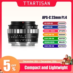 TTArtisan 23mm F1.4 Manual Focus Camera Lens for Sony E Mount a6300 Fuji XA XT3 XE Canon M6 Panasonic Olympus M43 Nikon Z30 Z50