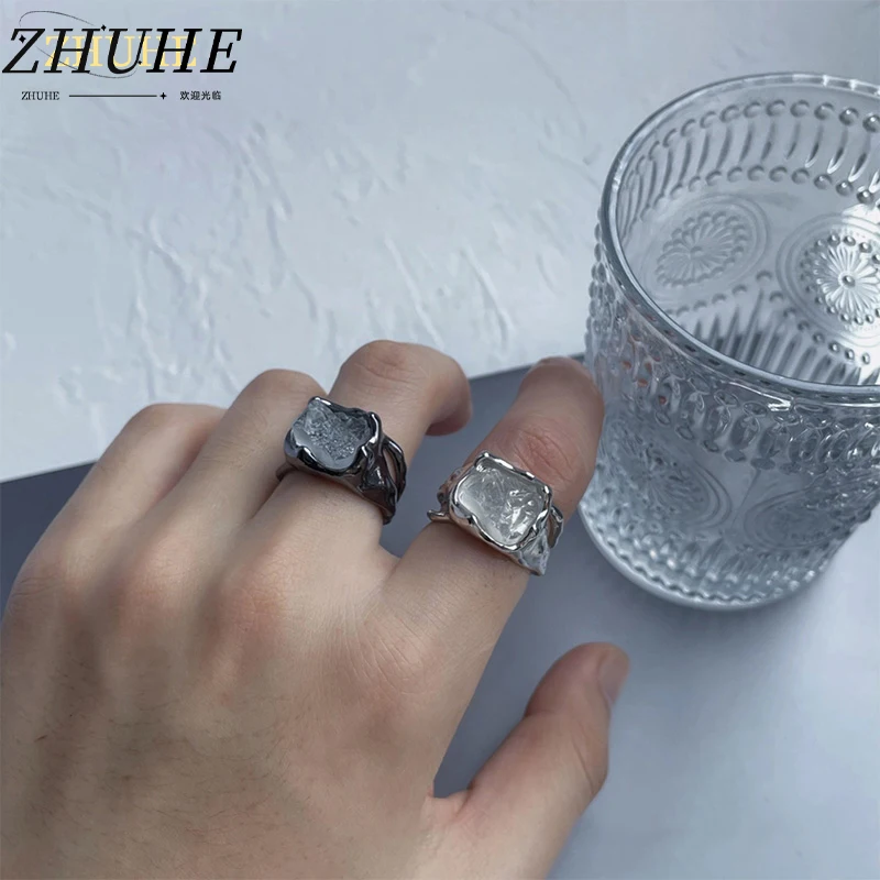

Artistic Geometric Resin Ring Set, Unisex Jewelry Accessories Suitable for Women and Men, Chic Matching Rings for Couple
