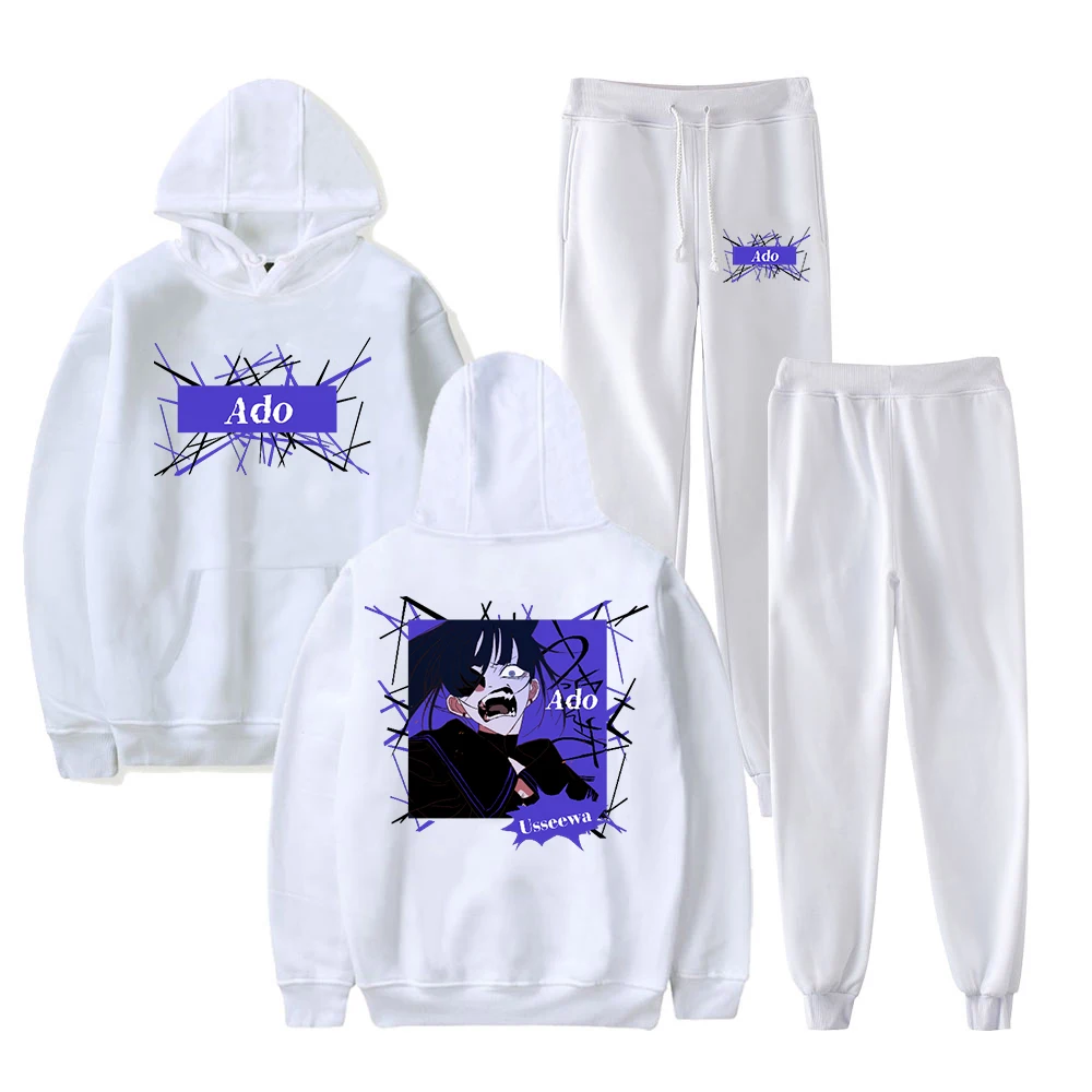 Ado Usseewa Wish Tour Hoodie Jogger Pants Two Piece Set Sweatshirts+Sweatpants Harajuku Streetwear Men Women's Set