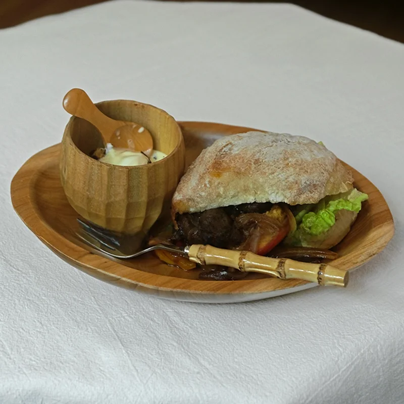 

Японская деревянная овальная тарелка из ива, деревянная фруктовница, детская тарелка для завтрака, ручная работа, многофункциональная...