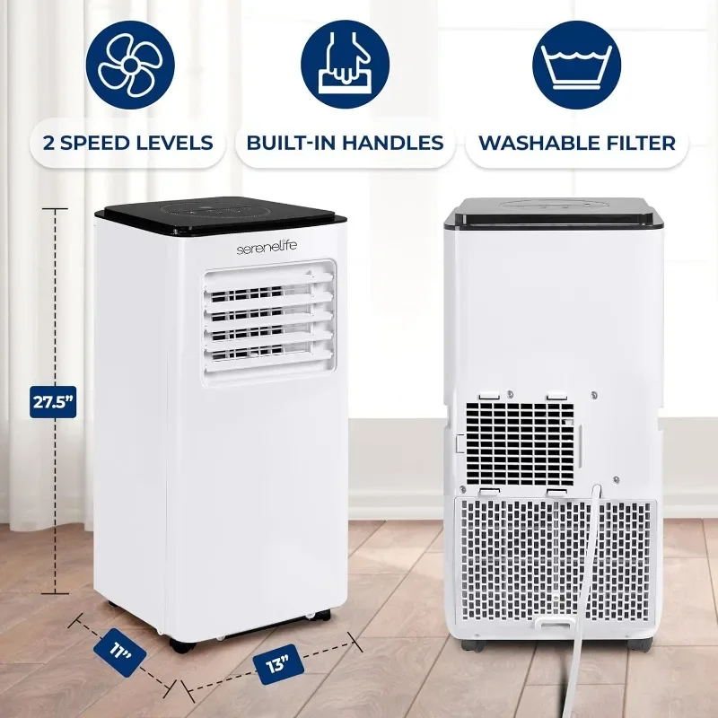 SereneLife SLACP803 Single Duct Portable Air Conditioner-8000 BTU Capacity (Ashrae) Compact Home A/C Cooling Unit