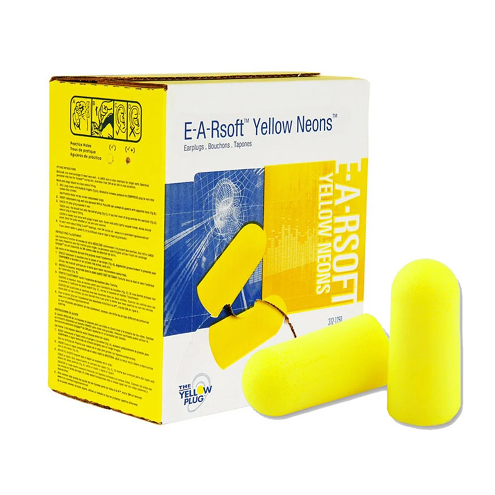 E-A-Rsoft Yellow Neons Earplugs 312-1250 Memory Foam Noise-cancelling Ear Plugs Uncorded, Poly Bag