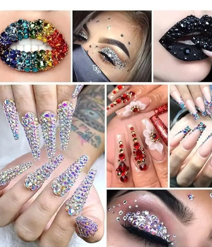 12 grades/caixa 3d forma mista colorido cristal prego encantos flatback vidro gemas prego strass luxo claro/vermelho/rosa jóias de unhas