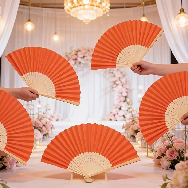 2Pcs/7Pcs/10Pcs/16Pcs/20Pcs/30Pcs/40Pcs Custom Personalized Engraved Handheld Paper Fans, as Wedding Guest Souvenirs, Custom Text Party Favors, Suitable for Wedding Showers and Anniversary Celebrations, Decorative Paper Fans, Wedding Party Decorations and Gifts, Personalized Bamboo Folding Fans for Wedding Guests