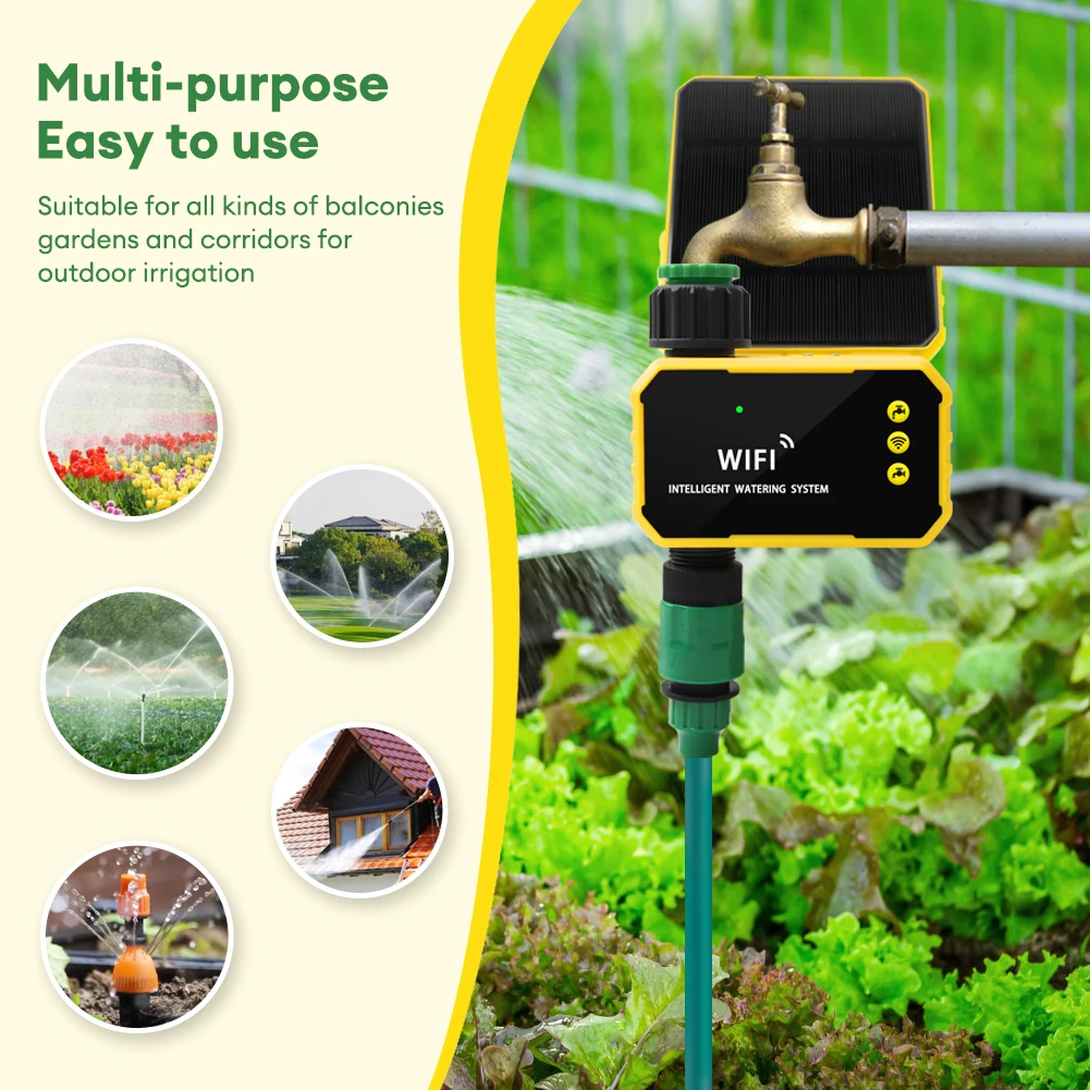 Yieryi Tuya WIFI Smart Valve Controller Solar Intelligent Automatic Water Timer Outdoor Garden Drip Irrigation Sprinkler Timer