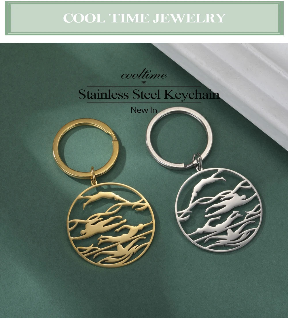 COOLTIME Sporte reignis Schwimmen Basketball Anhänger Schlüssel bund Edelstahl Sportler Schlüssel ring Auto Schlüssel bund Sport liebhaber Schmuck – Detail 1
