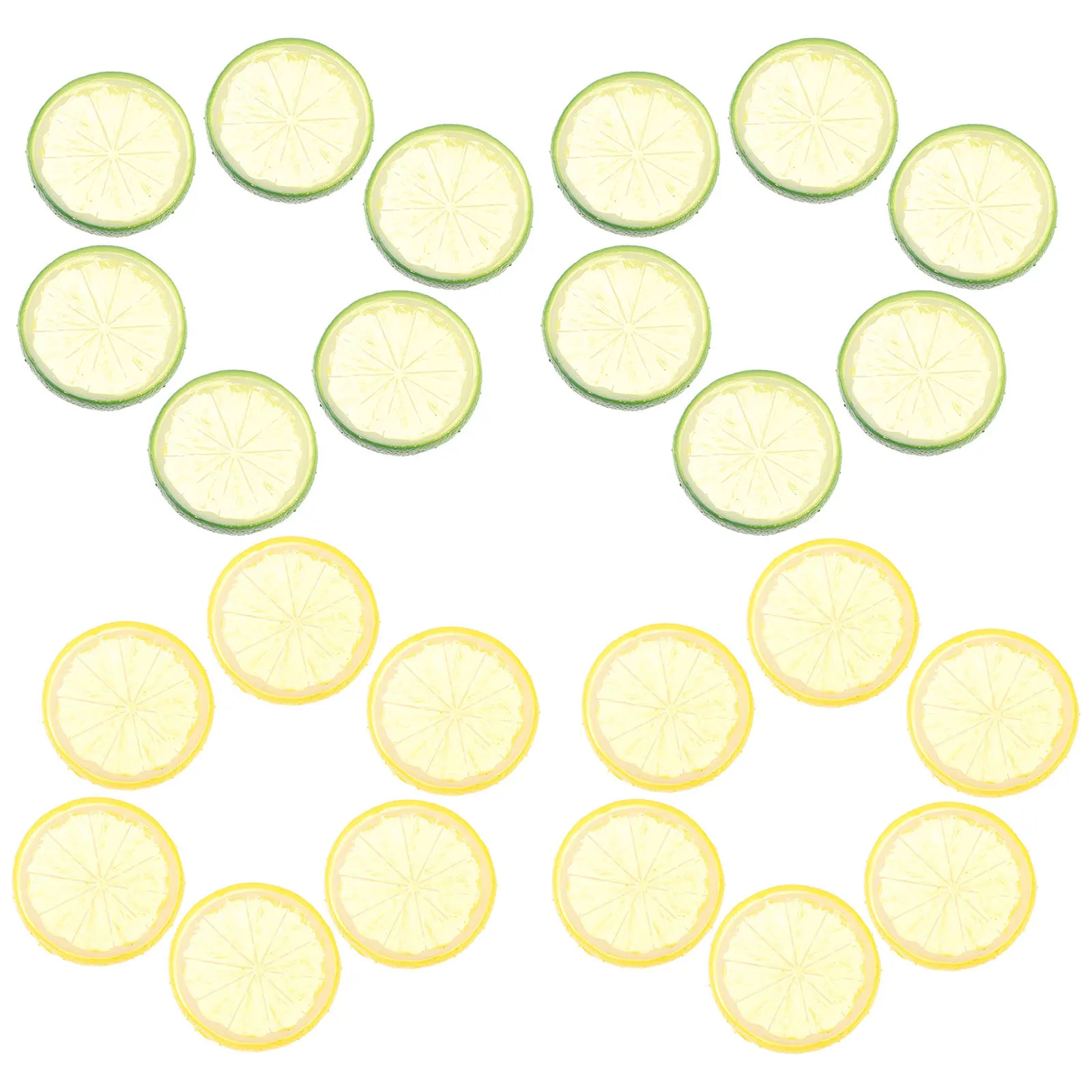 24Pcs Artificial Lemon Slices Realistic Simulation Faux Citrus Decor for Kitchen Photography Props Party Decorations Home Table