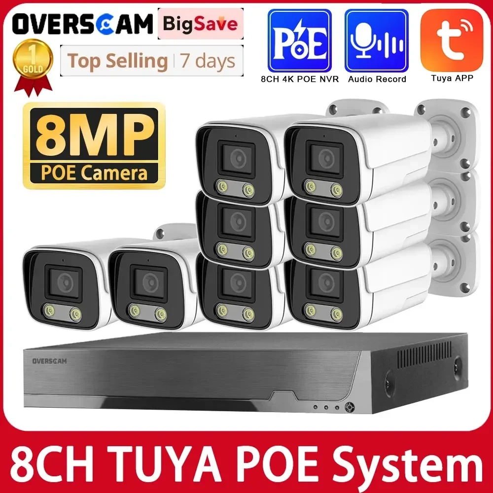 

Tuya Smart 8CH 4K 8MP 5MP H.265 Video Surveillance POE NVR Kit Recorder Motion Detect Recorder For IP Camera Metal Case System