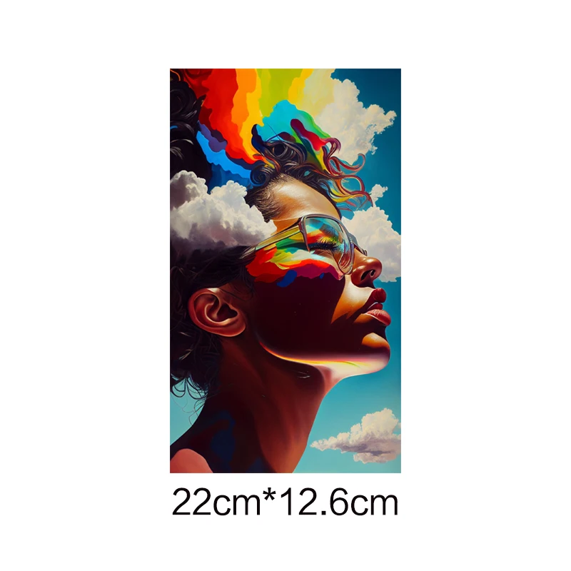 Fashion Poster Style Beauty and Starry Sky DTF Heat Sticker Transfer Clothes Ironing On DIY T-Shirt Washable Vinyl Patch Iron On