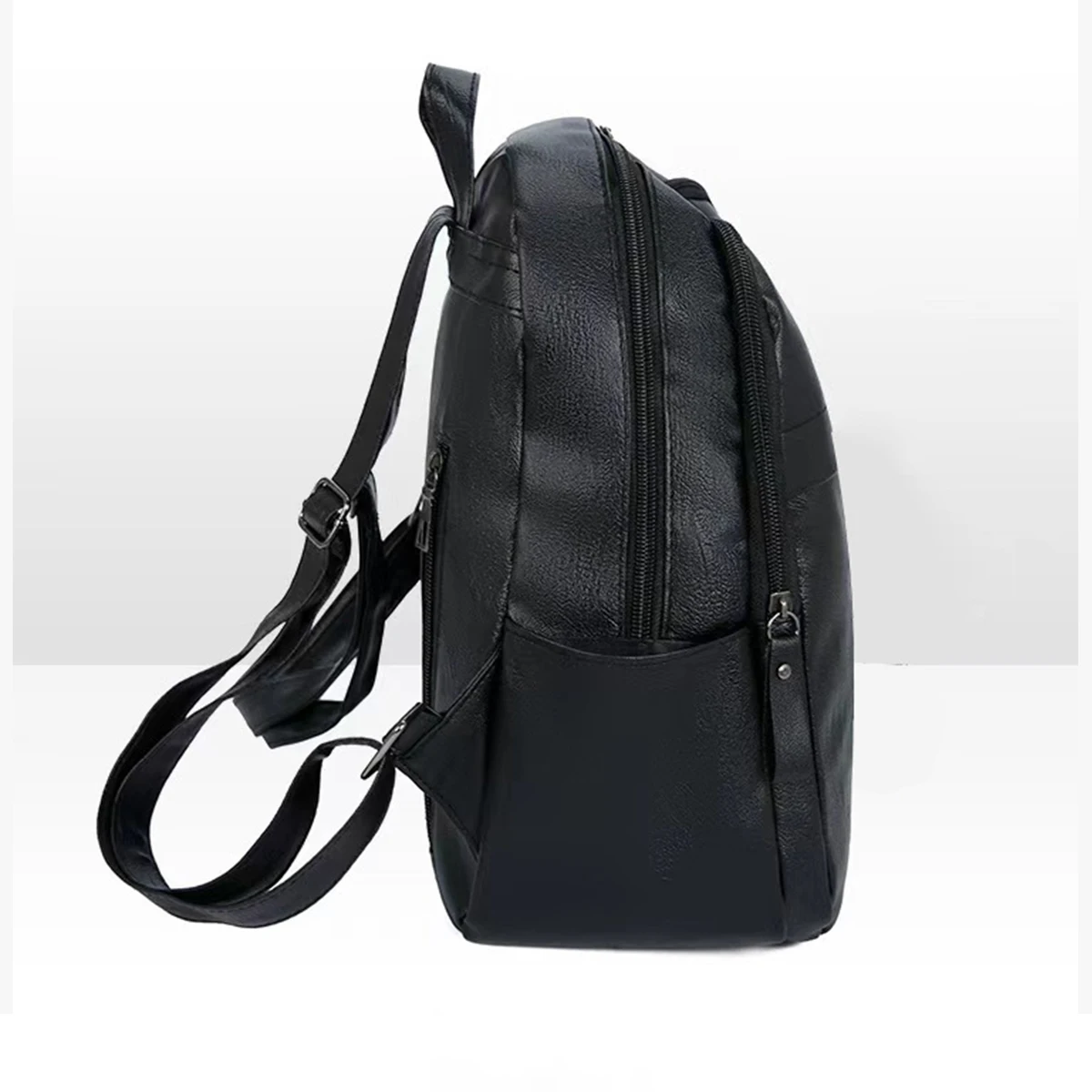 Backpack Korean Fashion PU Soft Leather Trendy Bag Simple Black Casual Backpack Women\'s Single Shoulder Cross Shoulder Bag-LJX