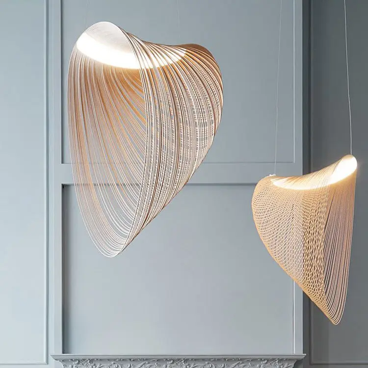 

Italian Designer Pendant Light Nordic Wood Art Creative Wabi Sabi Style Dining Room Lighting