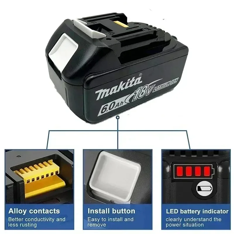 

2026 new 18V 6.0Ah Rechargeable Battery100% original Makita ,For Makita Power Tools Battery BL1830 BL1840 BL1840B BL1850