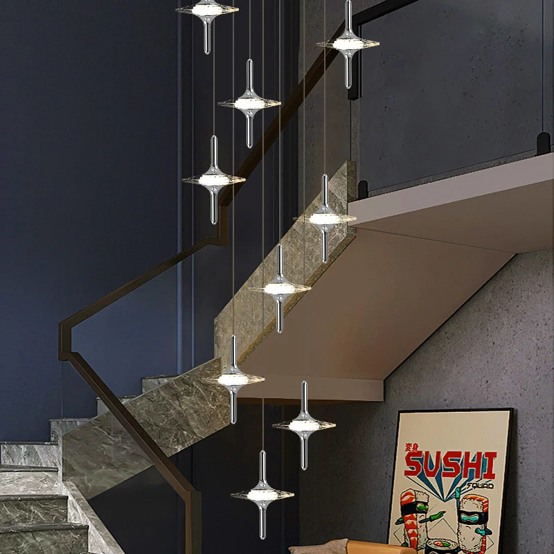 Modern Stair Chandelier Pendant Lights Indoor Lighting Ceiling Lamp Hanging Light Led Chandeliers for Living Room Indoor Lightin