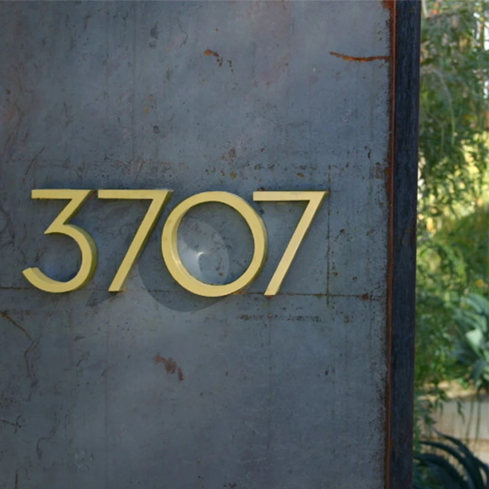 

1pc 152mm Floating House Number Outdoor 6 inch Golden Aluminum Alloy Apartment Door Number Mailbox Address Sign #0-9 With Screws