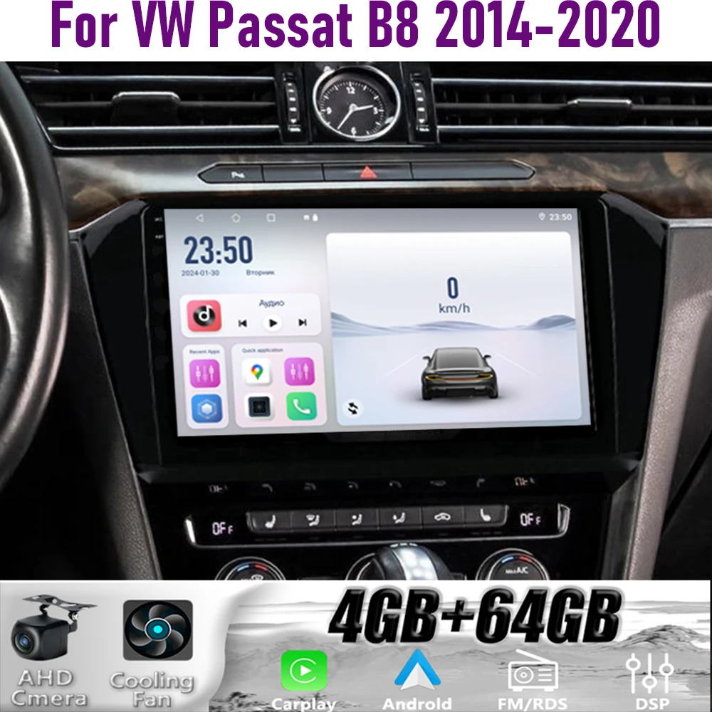 

GPS 10" For VW Passat B8 2014-2020 Wireless CarPlay Android 15 Car Radio WIFI Multimedia Player Head Unit Google Map Camera 64GB