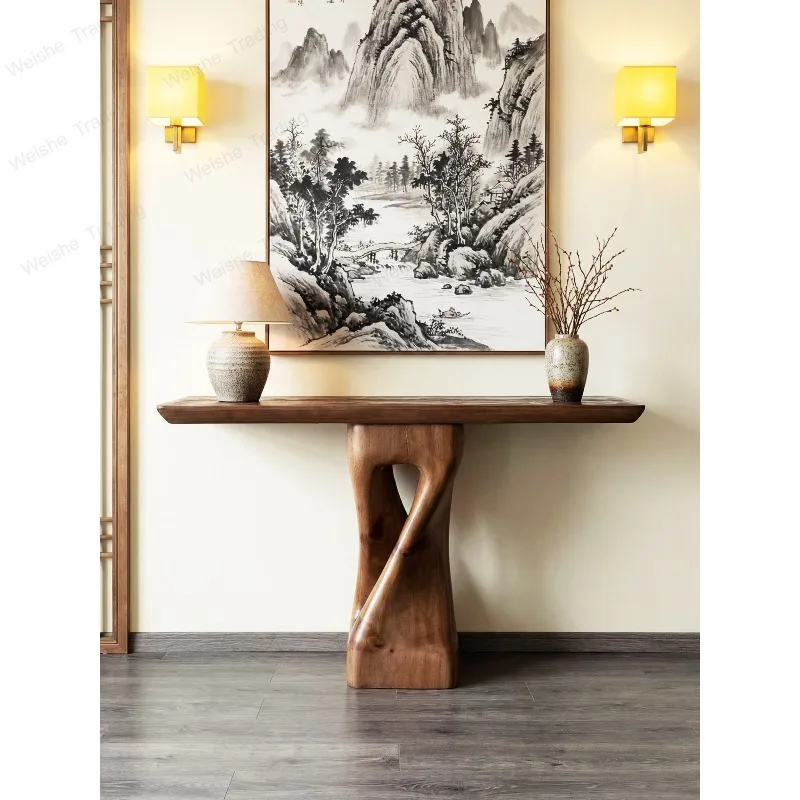 

Wabi Sandy Wind Solid Wood Entrance Table Entrance Wall Decoration Entrance Platform New Chinese Style End View Table Art Side