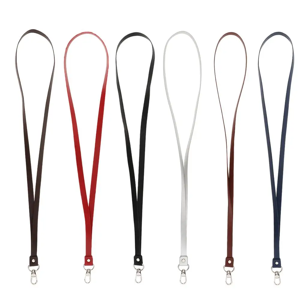 PU Leather Neck Lanyard Clip Card Holder Necklace ID Badge Holder for Teacher Student Employee