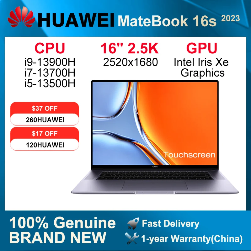 2023 HUAWEI MateBook 16s Laptop i9-13900H/i7-13700H/i5-13500H 16GB