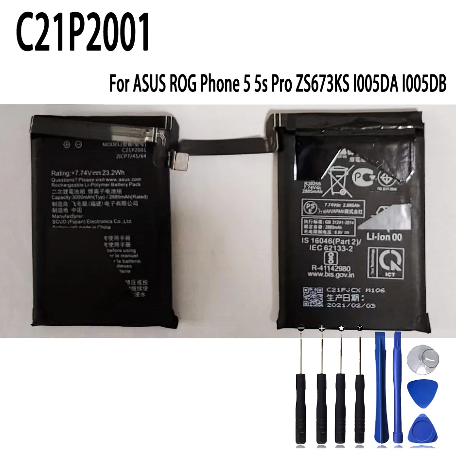 

C21P2001 6000mAh Battery For ASUS ROG Phone 5 5s Pro ZS673KS I005DA I005DB Repair Part Original Capacity Mobile Phone Batteries