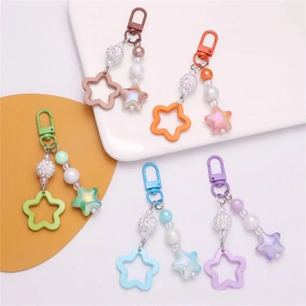 

Gradient/Solid Color Pentagram Star Charm Keychain Cute Pendant Car Keyring Backpack Decoration Fashion Bag Charm Jewelry Gift