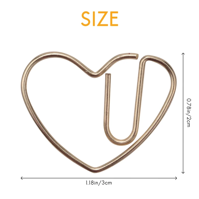 100 Pieces Love Heart Shaped Small Paper Clips Bookmark Clips For Office School Home Metal Paper Clips