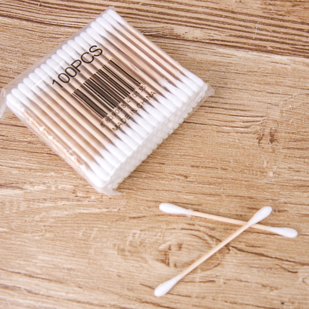 100pcs Wooden Stick Cotton Swabs Double Tipped Cotton Stick Swab Cotton Swabs Wooden Stick