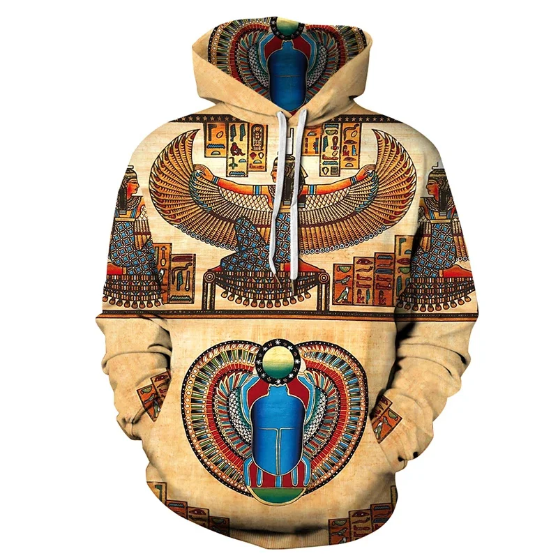 Retro Ethnic Pattern Hoodie For Men Tribal Costumes 3D Printed Long Sleeves Casual Pullover Street Tops Hoodies Loose Sweatshirt