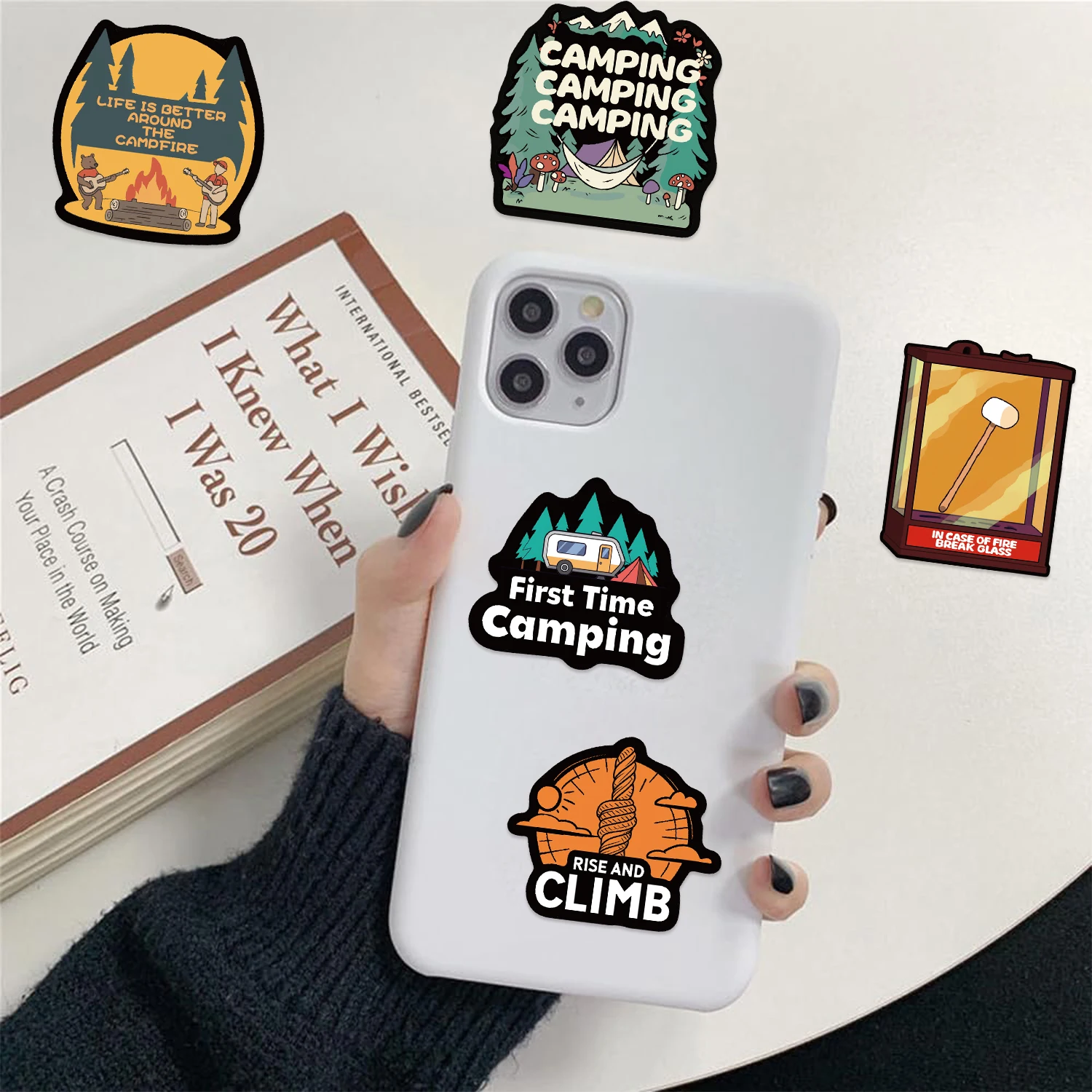 50 adesivi graffiti impermeabili riutilizzabili decorare bottiglia d'acqua per bagagli in PVC adesivi da campeggio all'aperto in PVC per telefono scrapbook