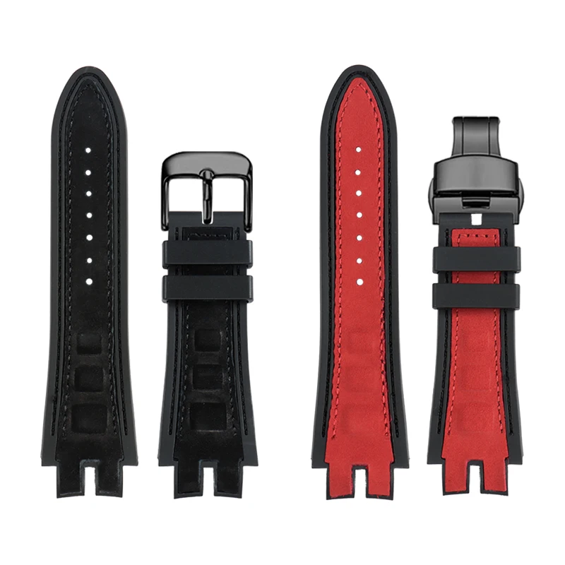 سوار ساعة مطاطي من السيليكون Breta لـ Roger Dubuis ، سلسلة EXCALIBUR King ، سوار سوار سوار ساعة 28 ، سوار أزرق وأحمر